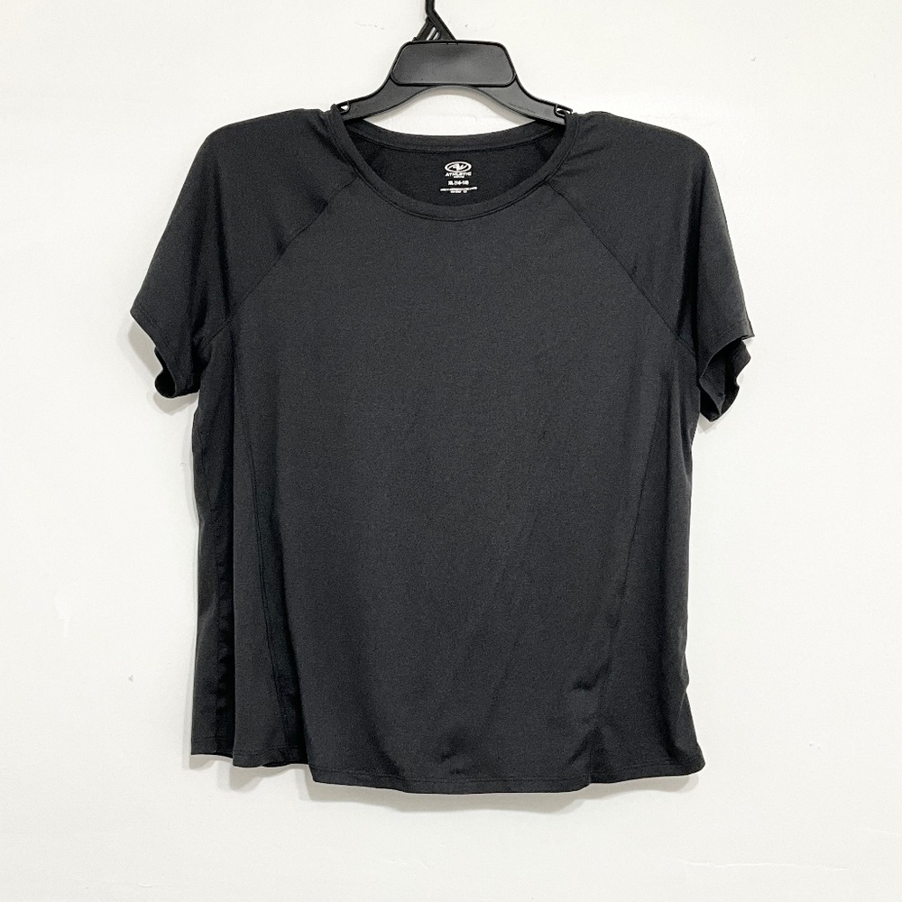 ATHLETIC WORKS Women Crew Neck Tee Black Short Sleeve Size XL